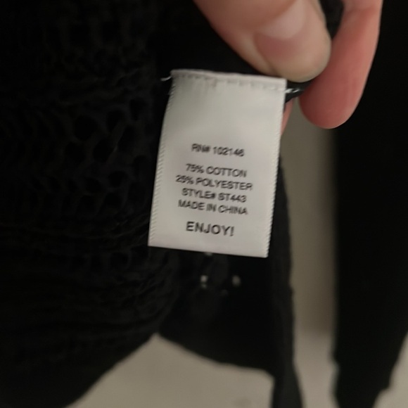 Michael Stars Black Knit Summer Sweater. LS. Lace up collar. SzM EUC. Lagenlook - Picture 7 of 8